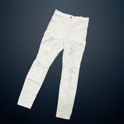 Sneak Peek White Distressed Jeans - High Rise Size 9