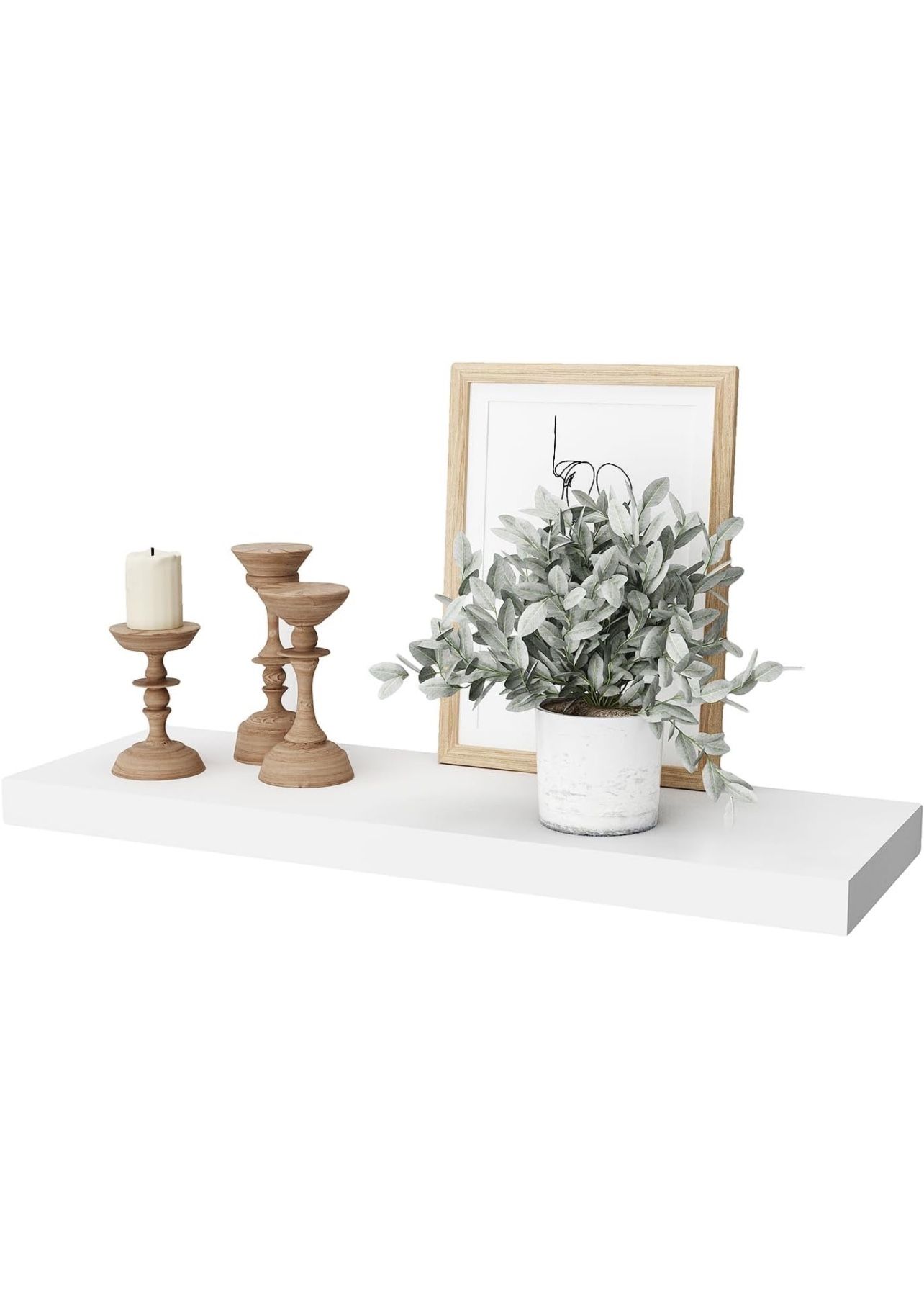 WELLAND 12" Deep White Floating Shelves, Floating Shelf Wall Shelf Display Floating Shelf, 35.43" L x 11.81" D x 2" T, Deeper Than Others, White #1306