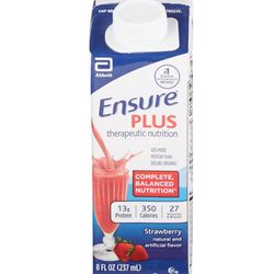 Ensure® Plus Therapeutic Nutrition Shake (Strawberry) 8oz - Case of 24