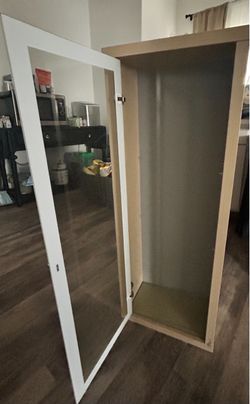 IKEA BILLY / OXBERG Narrow Bookcase with Glass Door - Light Oak/White