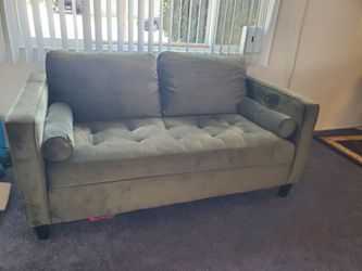 Green velvet sofa