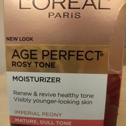 Hidratante L'Oreal Paris Rosy Tone para piel madura y opaca, Age Perfect, 1.7 oz.