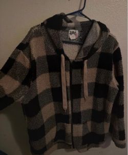 Buffalo Plaid Sherpa Hoodie Jacket