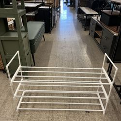 SONGMICS Shoe Rack 3-Tier Shoe Organizer Metal Storage Shelf - White