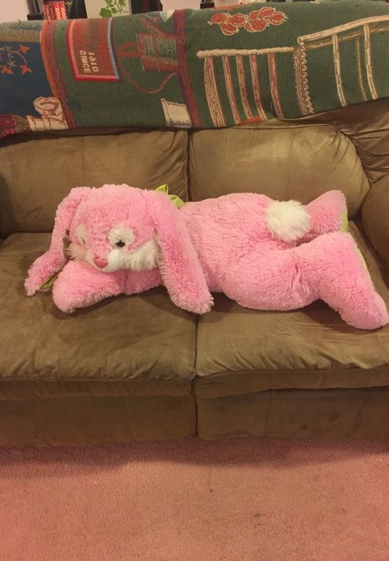 Large pink stuffed bunny