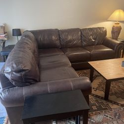 Large Leather L Shaped Sofa 