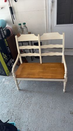 Modern Beautiful Wood Bench Rustic - Brown & White