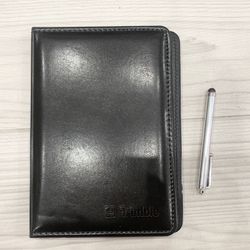 Black Notebook Case with Business Card Holder + Silver Stylus