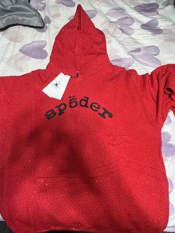 Red OG Rhinestone Spider Hoodie