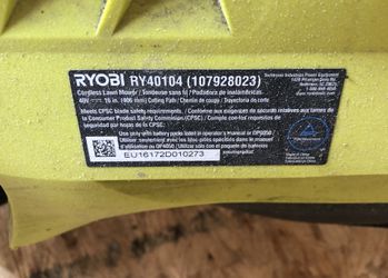 Ryobi Electric Lawn Mower Lawnmower RY40104 40V Battery Tool only