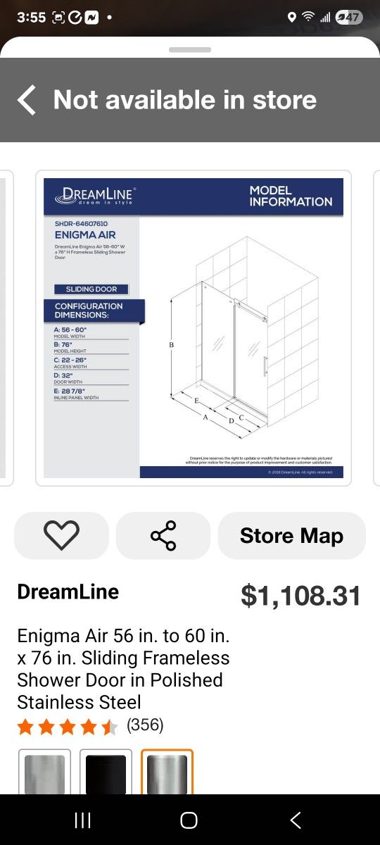 The shower door worth over $1100, asking 400