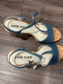 Anne Klein T-strap Denim Sandals