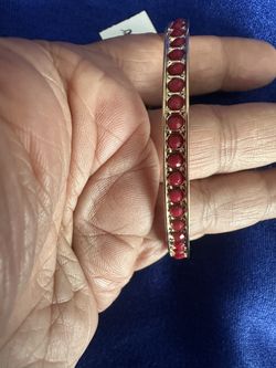 NWT! Style & Co gold-tone Cuff Bracelet with coral / red stones. Adjustable.