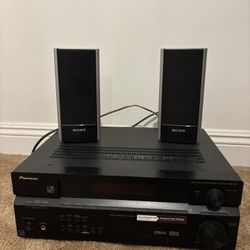 Pioneer Receiver And Two Sony Speakers 
