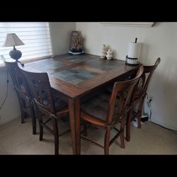  Bar Height Table And 4 Chairs Slate Inserts 