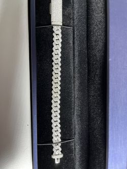 10mm Solid Silver With Moissanite 8inch