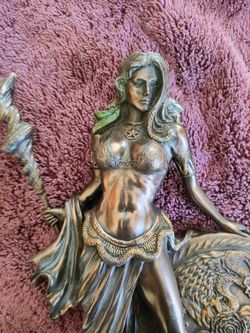 Ebros All Mother Goddess Frigga Holding Spear and Shield Statue