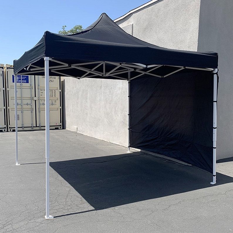 BRAND NEW $110 Heavy Duty Canopy 10x10 FT with (1) Sidewall, Ez Popup Outdoor Party Tent (Blue, Red)