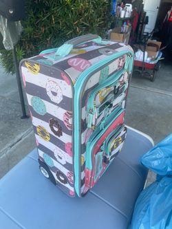 Kids Donut Print Rolling Carry-On Luggage