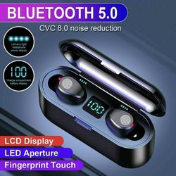 Black And White TWS Bluetooth 5.0 Wireless Earbuds Headphone Headset Noise Cancelling Waterproof