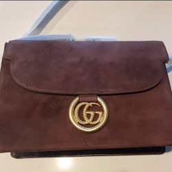 Gucci Brown Suede GG Torchon Ring Shoulder Bag