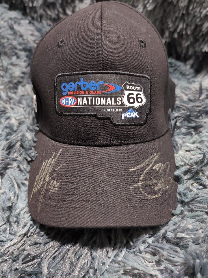 Tony Stewart & Matt Hagan Signed Gerber NHRA Nationals Rt 66 PEAK baseball cap