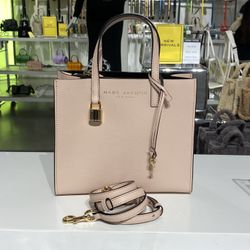 Authentic Marc Jacobs Mini Grind Leather Crossbody Tote Bag In Peach Whip 