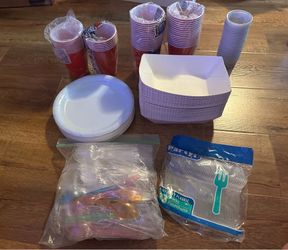 Dinnerware Set - Disposable Plates, Cups and Cutlery