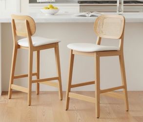 Shunzhi Rattan Counter Height Bar Stools Set of 2