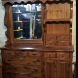 Vintage Solid Wood Hutch Cabinet