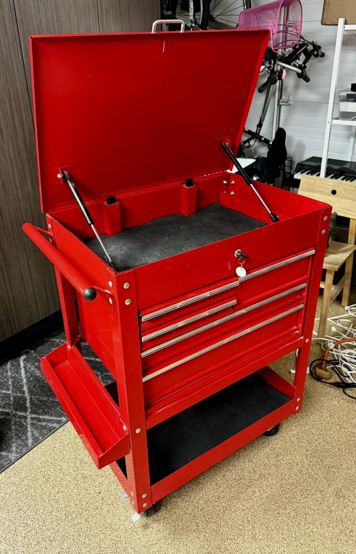 U.S. GENERAL 30" 5-Drawer Rolling Mechanics Tool Cart Red