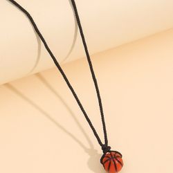 Basketball Pendant Necklace In An Expendable Rope