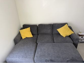 Coddle Aria Fabric Sleeper Sofa with Reversible Chaise and Storage, Gray