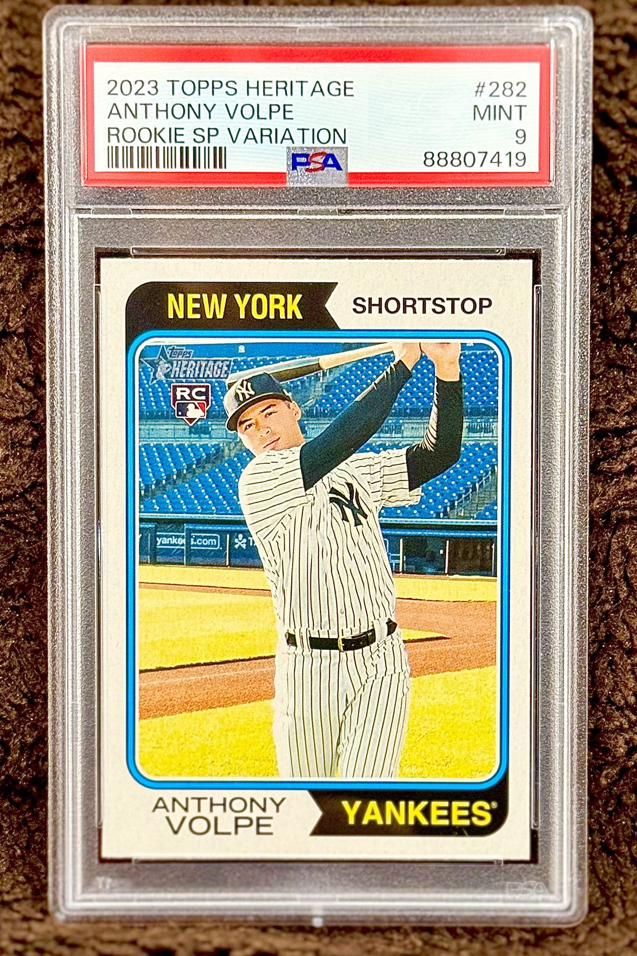 2023 Topps Heritage #282 Anthony Volpe Rookie SP Variation PSA 9