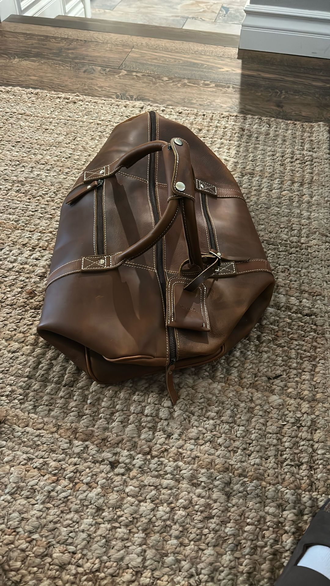 Brown Leather Komalc Duffel Bag