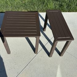 2 Brown Outdoor Tables 