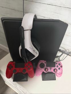 PlayStation Console with Controllers and Headset