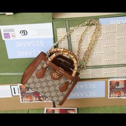 AUTHENTIC Crystal GG Bamboo Handle Bag