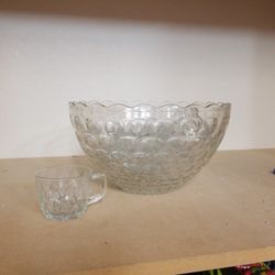 Vintage Punch Bowl With Cups