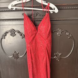 Red Maxi Glitter Dress 