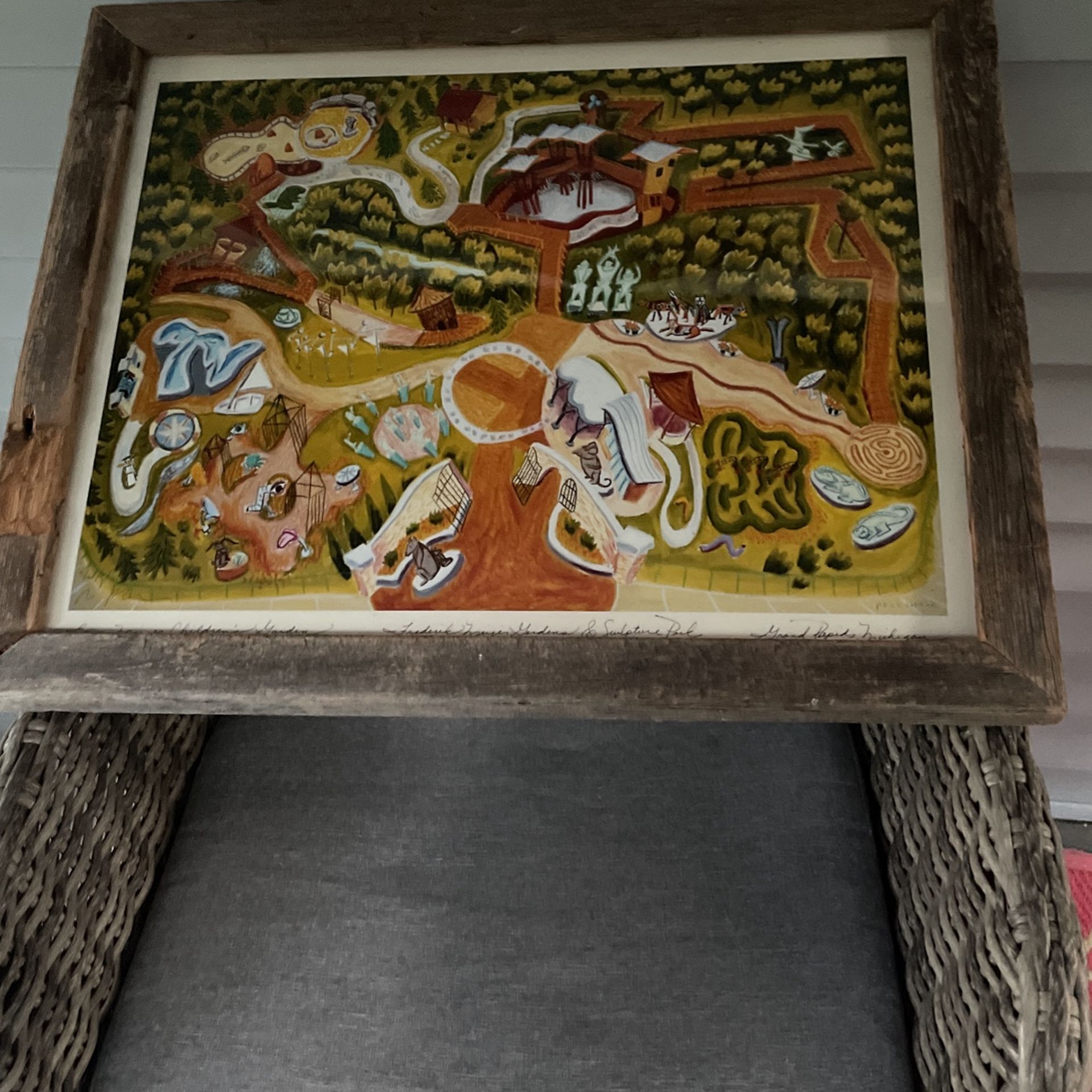 Lena Meijer Children’s Garden Map. Picture. Actually a Poster, Framed Wooden Frame,No Damage
