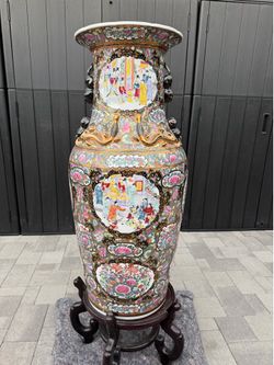 Large Chinese Vase with Stand