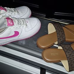 Kids size 3 Valentines  AF1'S and woman's size 6 MK sandals
