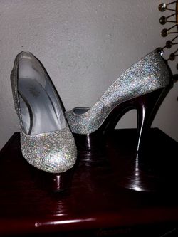 Pleaser Silver Glitter High Heels Size 13