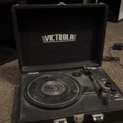 Vintage Black Victrola Record Player Turntable
