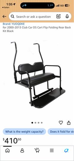 2000-2013 Club Car DS Cart Flip Folding Rear Back Kit Black