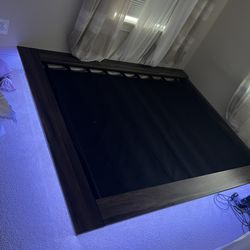 Wood Platform Bed Frame with LED Light Strip – Full Size
