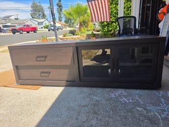 Dark Brown TV Stand with Drawers and Cabinet
