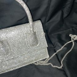 Small Silver  Rhinestoned Purse 