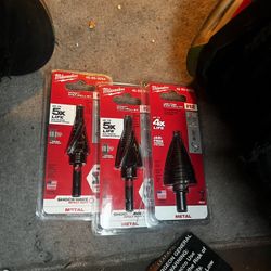 Brand New Milwaukee Step Bits Never Used Shockwave #9 #12 Shockwave #4